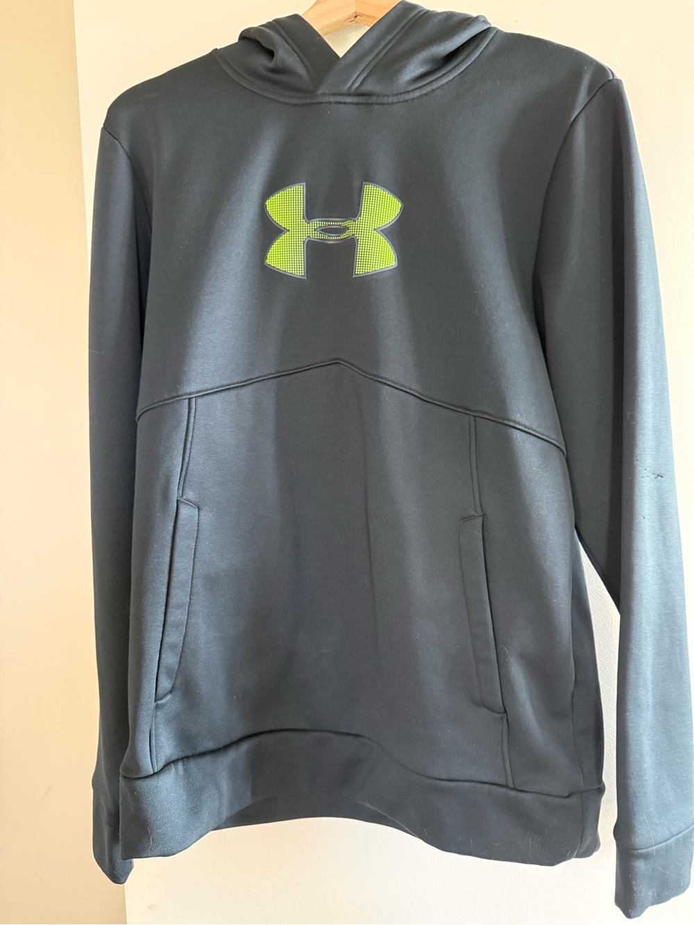 Under Armour Black Hoodie with Neon Yellow-Green Logo